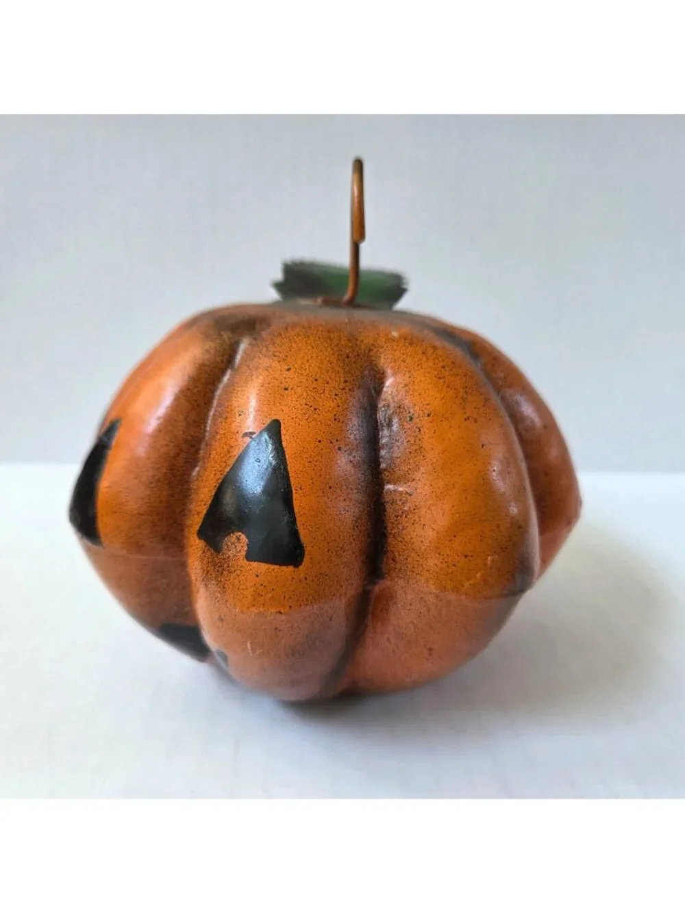 Folk Art Hand Painted Metal Halloween Decor Pumpkin Jack O Lantern Nancy Capuano